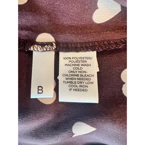 Ann Taylor Loft Women's Black Blouse with Hearts, Tie Neck, Petite Small, Office - Picture 7 of 10